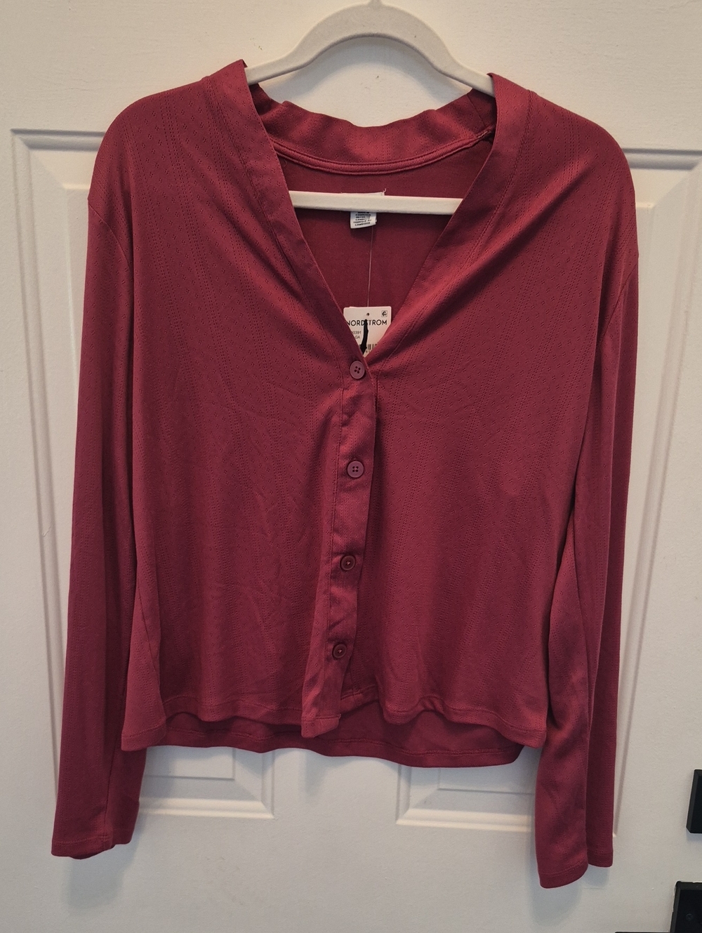 Splendid Mauve Button-Front Long-Sleeve Pajama Top